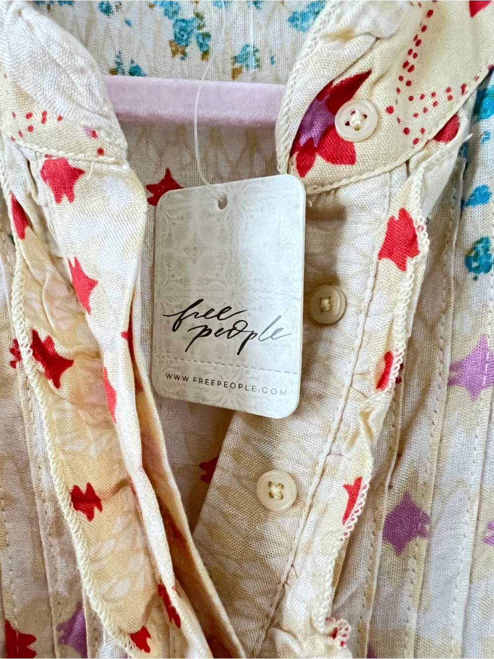 🌼 Free People Boho Prairie Midi Dress | Floral Cottagecore Festival Dress - Picture 4 of 7